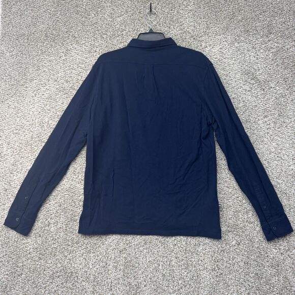 OOBE Brand Polo Shirt Men's Medium True Navy Blue Cotton Knit Long Sleeves New - Picture 11 of 15